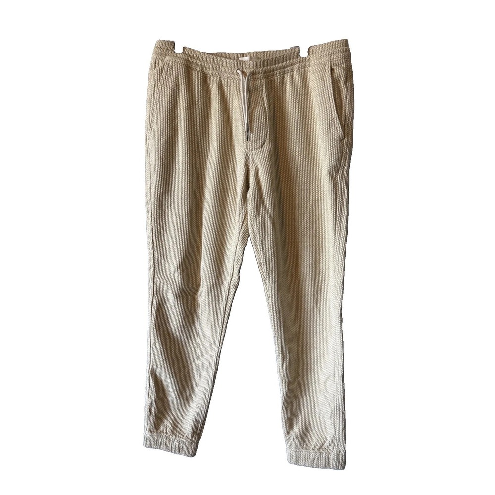 Taylor Stitch Huckberry Beige Tweed Pull On Drawstring Jogger Pants Mens Medium
